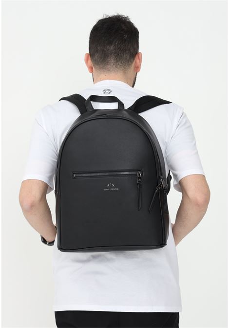 Black backpack for men and women with front logo ARMANI EXCHANGE | 952387CC83000020